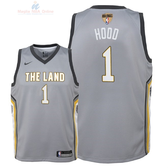 Acquista Maglia NBA Bambino Cleveland Cavaliers Finale Campioni 2018 #1 Rodney Hood Nike Grigio Città Patch