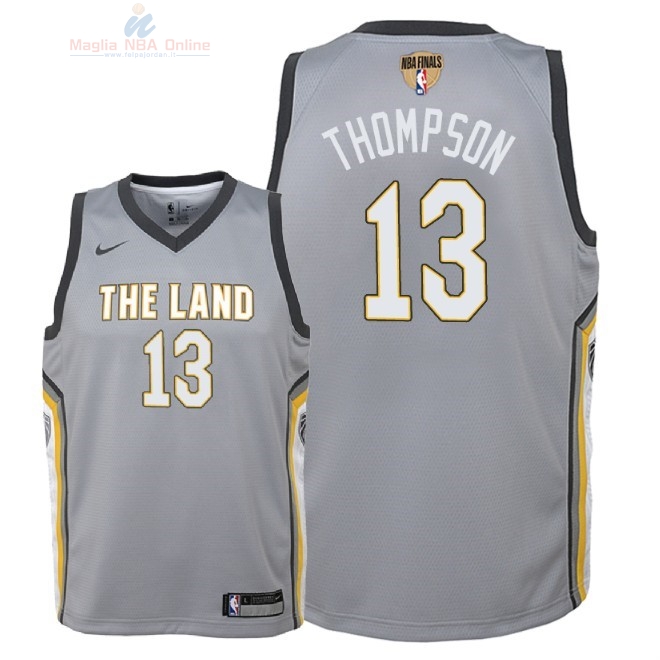 Acquista Maglia NBA Bambino Cleveland Cavaliers Finale Campioni 2018 #13 Tristan Thompson Nike Grigio Città Patch