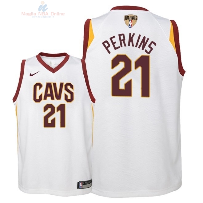 Acquista Maglia NBA Bambino Cleveland Cavaliers Finale Campioni 2018 #21 Kendrick Perkins Bianco Association Patch