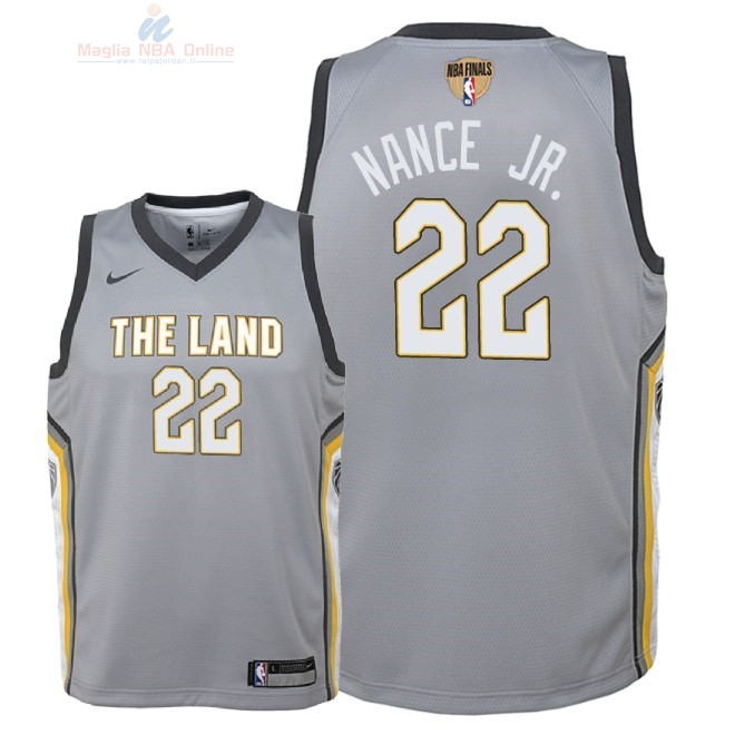 Acquista Maglia NBA Bambino Cleveland Cavaliers Finale Campioni 2018 #22 Larry Nance Jr Nike Grigio Città Patch