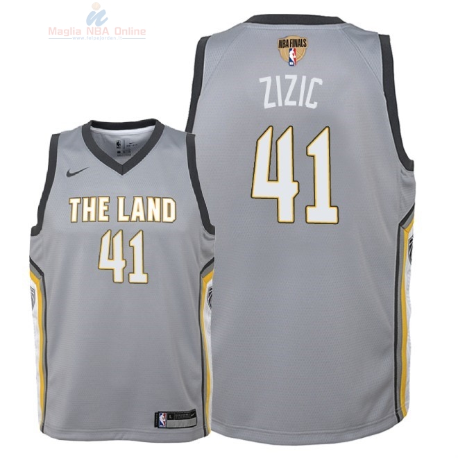 Acquista Maglia NBA Bambino Cleveland Cavaliers Finale Campioni 2018 #41 Ante Zizic Nike Grigio Città Patch