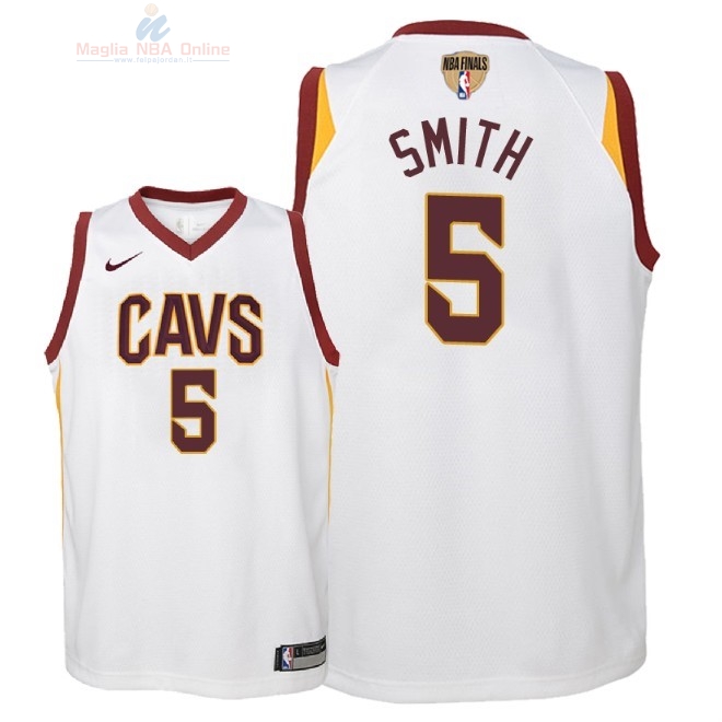 Acquista Maglia NBA Bambino Cleveland Cavaliers Finale Campioni 2018 #5 JR. Smith Bianco Association Patch