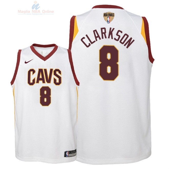 Acquista Maglia NBA Bambino Cleveland Cavaliers Finale Campioni 2018 #8 Jordan Clarkson Bianco Association Patch