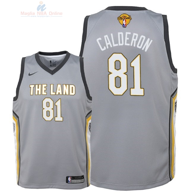 Acquista Maglia NBA Bambino Cleveland Cavaliers Finale Campioni 2018 #81 Jose Calderon Nike Grigio Città Patch