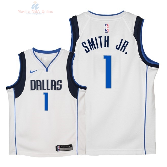 Acquista Maglia NBA Bambino Dallas Mavericks #1 Dennis Smith Jr Bianco Association 2018