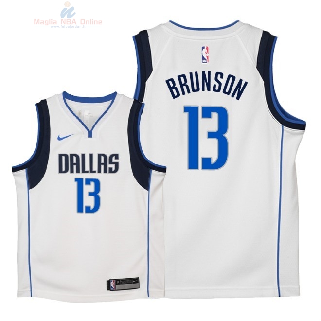 Acquista Maglia NBA Bambino Dallas Mavericks #13 Jalen Brunson Bianco Association 2018