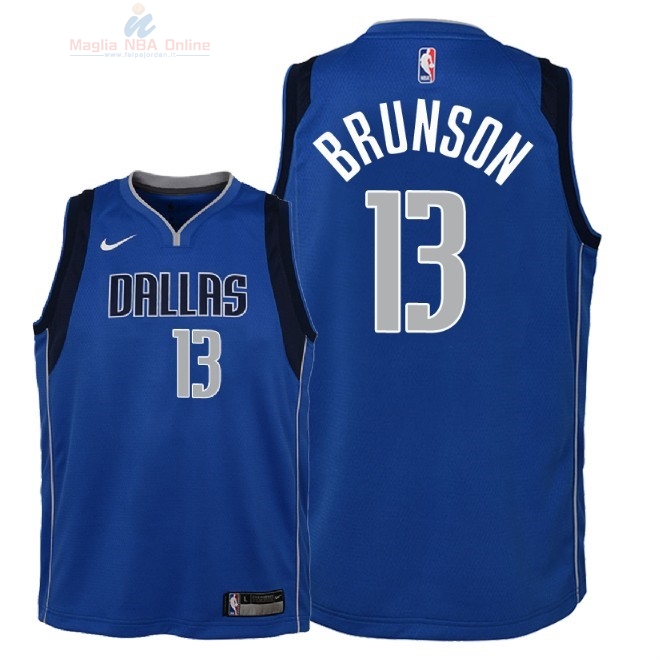 Acquista Maglia NBA Bambino Dallas Mavericks #13 Jalen Brunson Blu Icon 2018