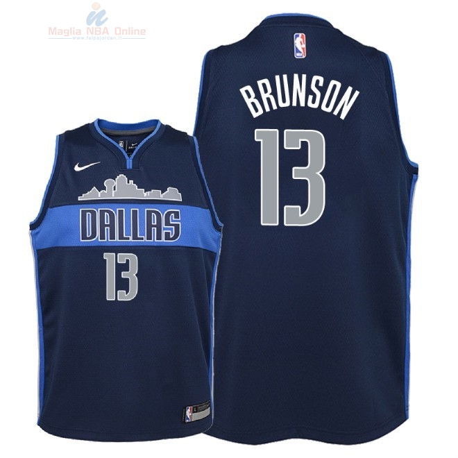 Acquista Maglia NBA Bambino Dallas Mavericks #13 Jalen Brunson Nero Statement 2018