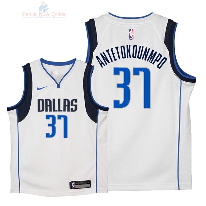 Acquista Maglia NBA Bambino Dallas Mavericks #37 Kostas Antetokounmpo Bianco Association 2018