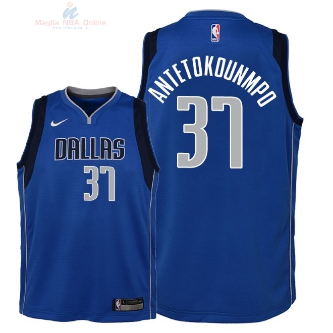 Acquista Maglia NBA Bambino Dallas Mavericks #37 Kostas Antetokounmpo Blu Icon 2018