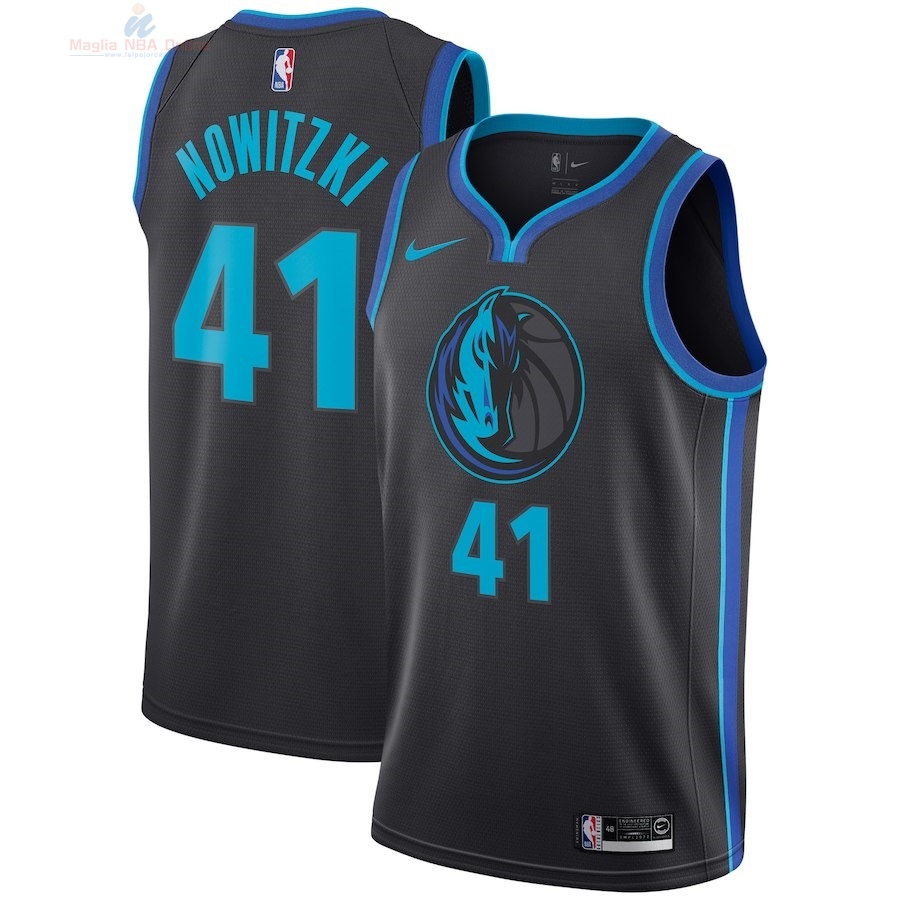 Acquista Maglia NBA Bambino Dallas Mavericks #41 Dirk Nowitzki Nike Antracite Città 2018-19