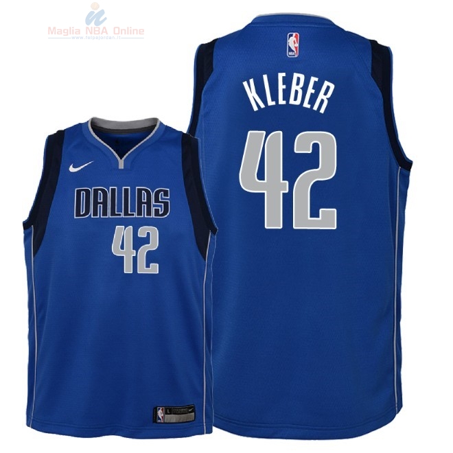 Acquista Maglia NBA Bambino Dallas Mavericks #42 Maxi Kleber Blu Icon 2018