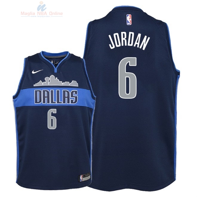 Acquista Maglia NBA Bambino Dallas Mavericks #6 DeAndre Jordan Nero Statement 2018