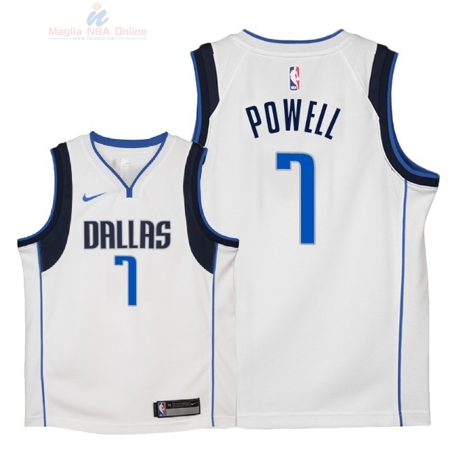 Acquista Maglia NBA Bambino Dallas Mavericks #7 Dwight Powell Bianco Association 2018