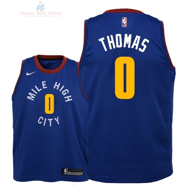 Acquista Maglia NBA Bambino Denver Nuggets #0 Isaiah Thomas Blu Statement 2018-19