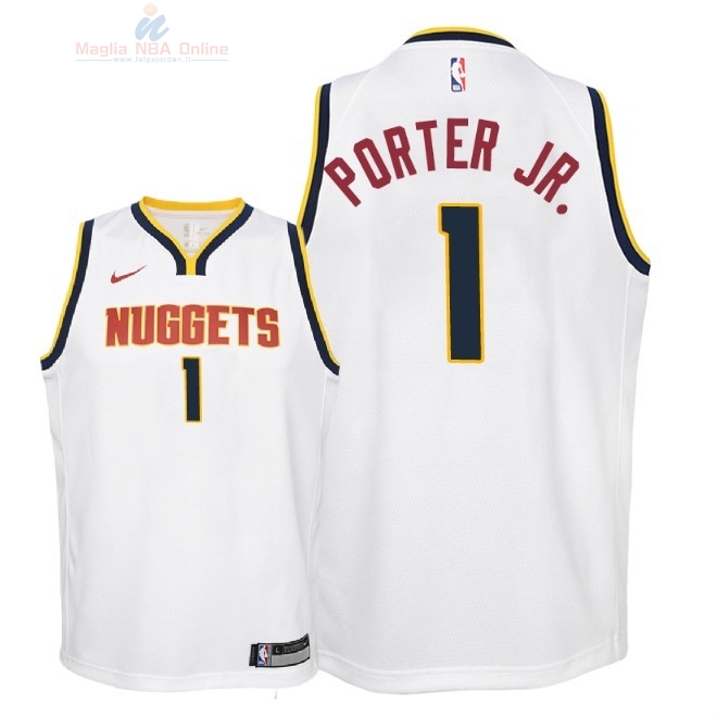 Acquista Maglia NBA Bambino Denver Nuggets #1 Michael Porter Jr Bianco Association 2018-19