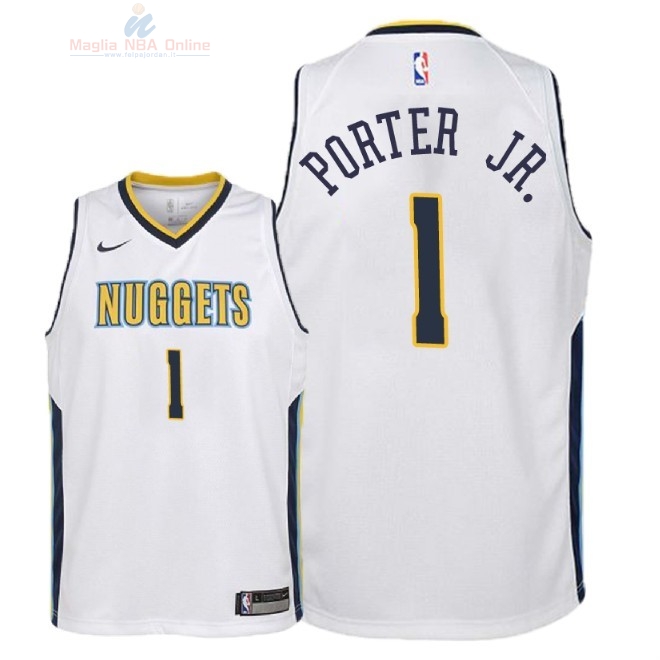 Acquista Maglia NBA Bambino Denver Nuggets #1 Michael Porter Jr Bianco Association 2018