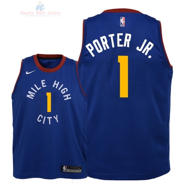 Acquista Maglia NBA Bambino Denver Nuggets #1 Michael Porter Jr Blu Statement 2018-19