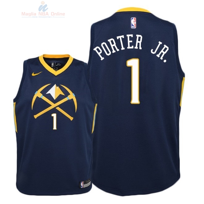 Acquista Maglia NBA Bambino Denver Nuggets #1 Michael Porter Jr Nike Marino Città 2018