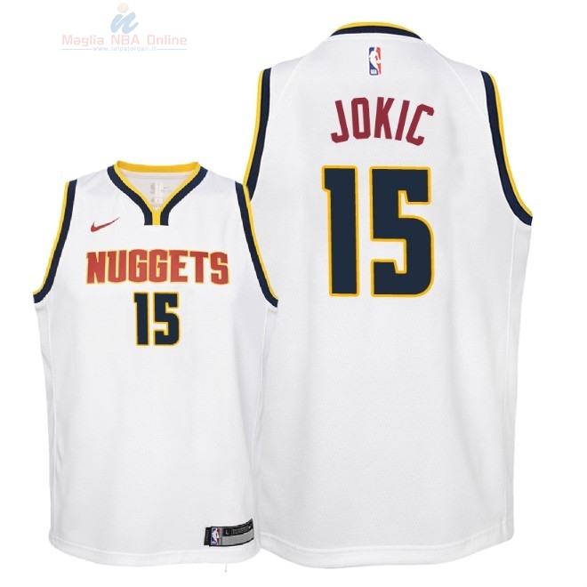 Acquista Maglia NBA Bambino Denver Nuggets #15 Nikola Jokic Bianco Association 2018-19