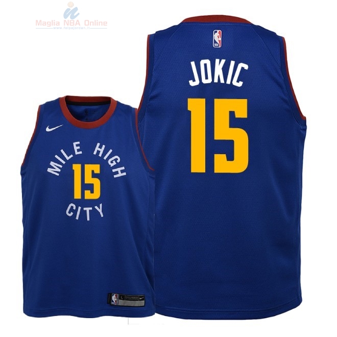 Acquista Maglia NBA Bambino Denver Nuggets #15 Nikola Jokic Blu Statement 2018-19