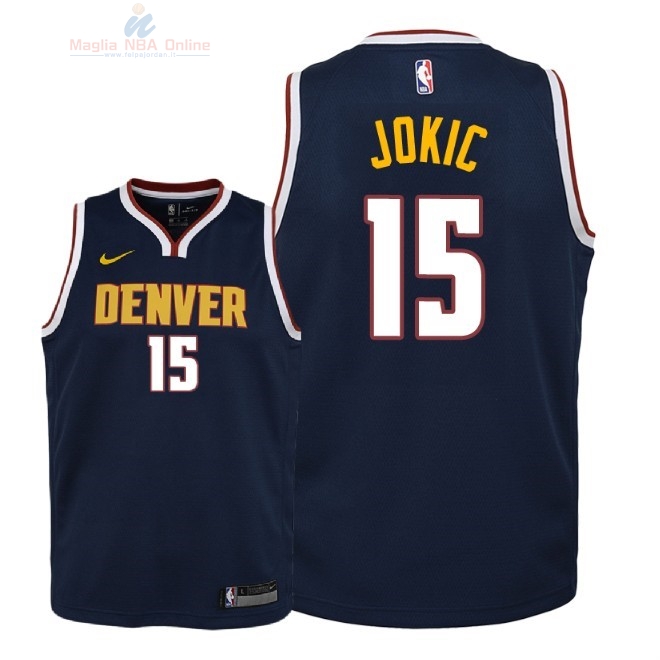 Acquista Maglia NBA Bambino Denver Nuggets #15 Nikola Jokic Marino Icon 2018-19