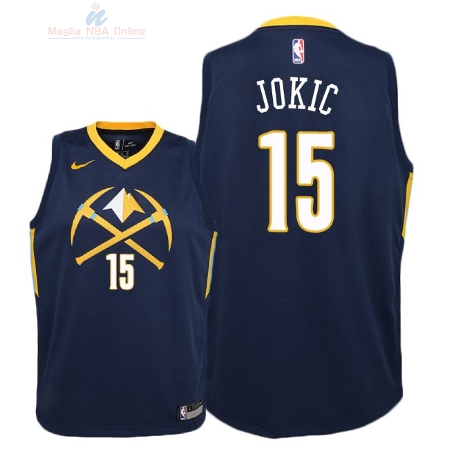 Acquista Maglia NBA Bambino Denver Nuggets #15 Nikola Jokic Nike Marino Città 2018