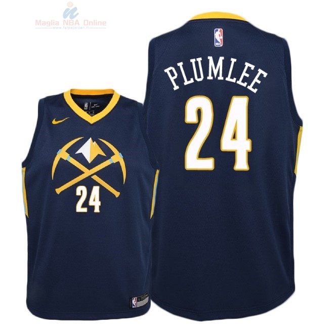 Acquista Maglia NBA Bambino Denver Nuggets #24 Mason Plumlee Nike Marino Città 2018