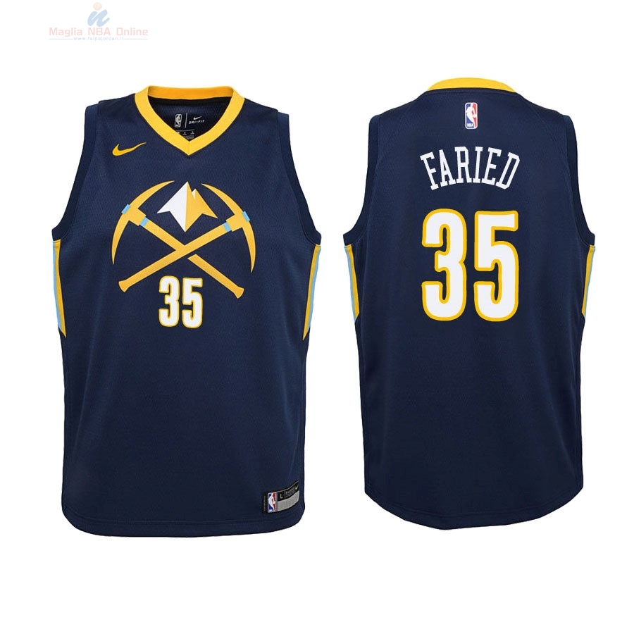 Acquista Maglia NBA Bambino Denver Nuggets #35 Kenneth Faried Nike Marino Città 2018