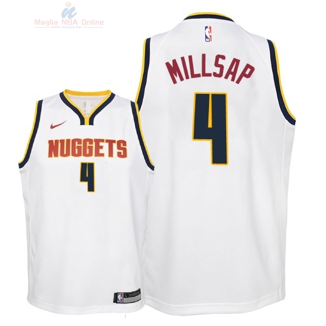 Acquista Maglia NBA Bambino Denver Nuggets #4 Paul Millsap Bianco Association 2018-19