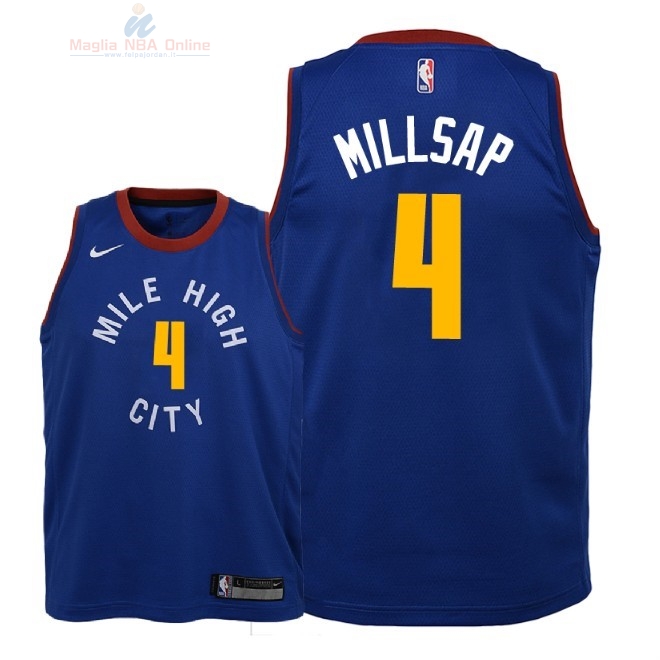 Acquista Maglia NBA Bambino Denver Nuggets #4 Paul Millsap Blu Statement 2018-19