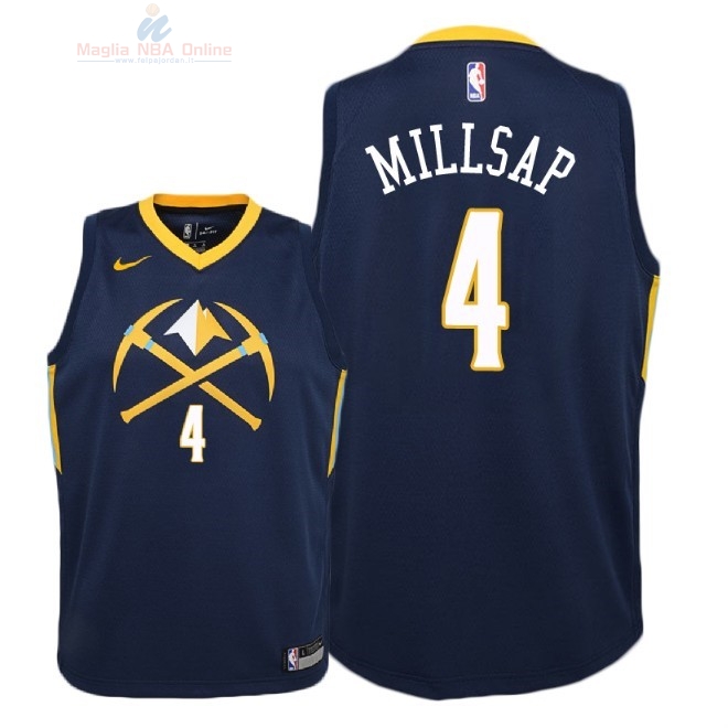 Acquista Maglia NBA Bambino Denver Nuggets #4 Paul Millsap Nike Marino Città 2018