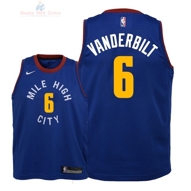 Acquista Maglia NBA Bambino Denver Nuggets #6 Jarred Vanderbilt Blu Statement 2018-19