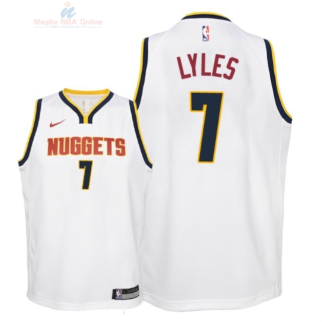 Acquista Maglia NBA Bambino Denver Nuggets #7 Trey Lyles Bianco Association 2018-19