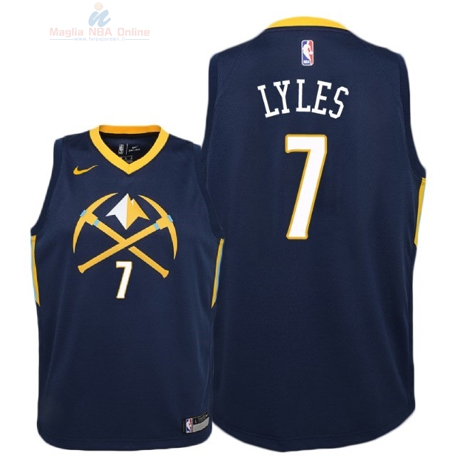 Acquista Maglia NBA Bambino Denver Nuggets #7 Trey Lyles Nike Marino Città 2018