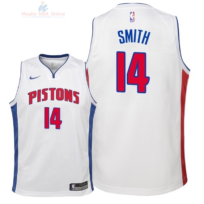 Acquista Maglia NBA Bambino Detroit Pistons #14 Ish Smith Bianco Association 2018