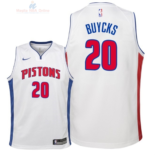 Acquista Maglia NBA Bambino Detroit Pistons #20 Dwight Buycks Bianco Association 2018