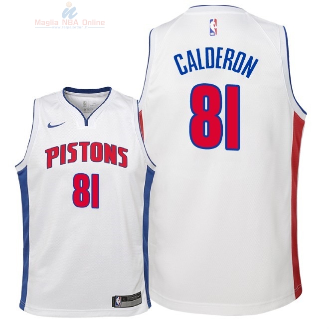 Acquista Maglia NBA Bambino Detroit Pistons #81 Jose Calderon Bianco Association 2018