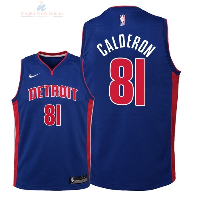 Acquista Maglia NBA Bambino Detroit Pistons #81 Jose Calderon Blu Icon 2018