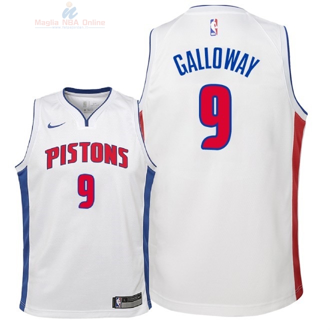 Acquista Maglia NBA Bambino Detroit Pistons #9 Langston Galloway Bianco Association 2018