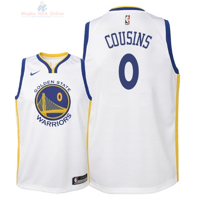 Acquista Maglia NBA Bambino Golden State Warriors #0 DeMarcus Cousins Bianco Association 2018