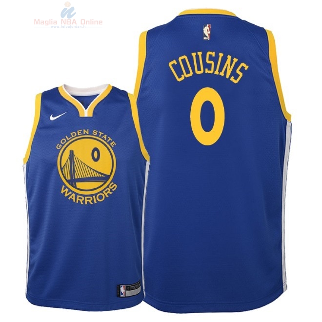 Acquista Maglia NBA Bambino Golden State Warriors #0 DeMarcus Cousins Blu Icon 2018