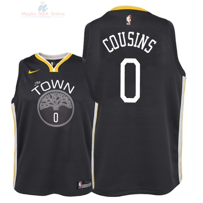 Acquista Maglia NBA Bambino Golden State Warriors #0 DeMarcus Cousins Nero Statement 2018