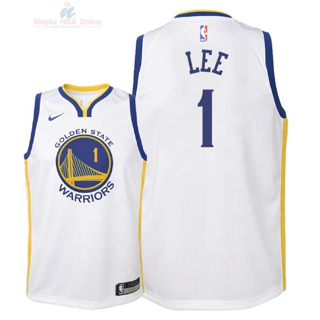 Acquista Maglia NBA Bambino Golden State Warriors #1 Damion Lee Bianco Association 2018