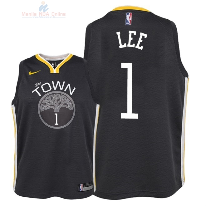 Acquista Maglia NBA Bambino Golden State Warriors #1 Damion Lee Nero Statement 2018