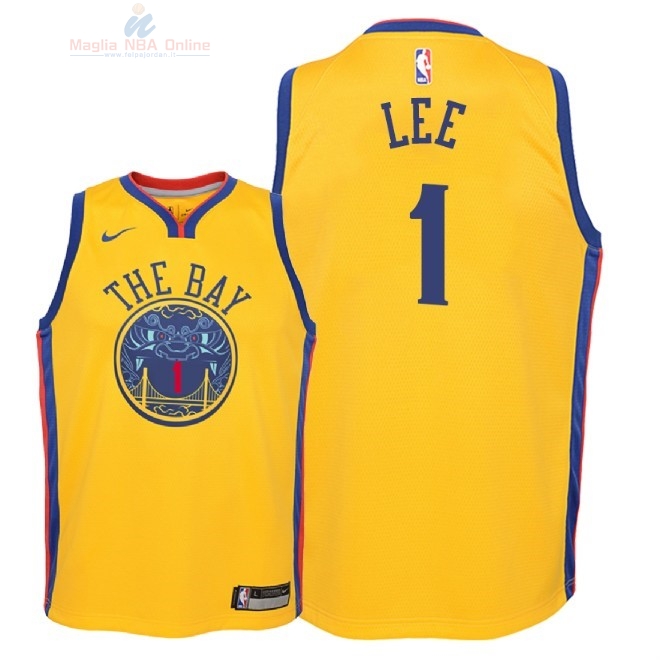 Acquista Maglia NBA Bambino Golden State Warriors #1 Damion Lee Nike Giallo Città 2018