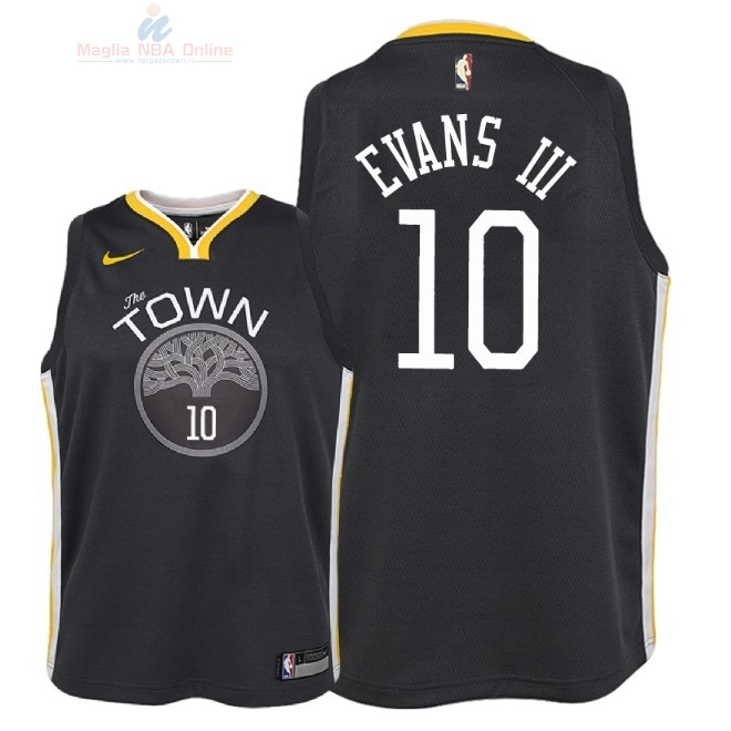 Acquista Maglia NBA Bambino Golden State Warriors #10 Jacob Evans III Nero Statement 2018