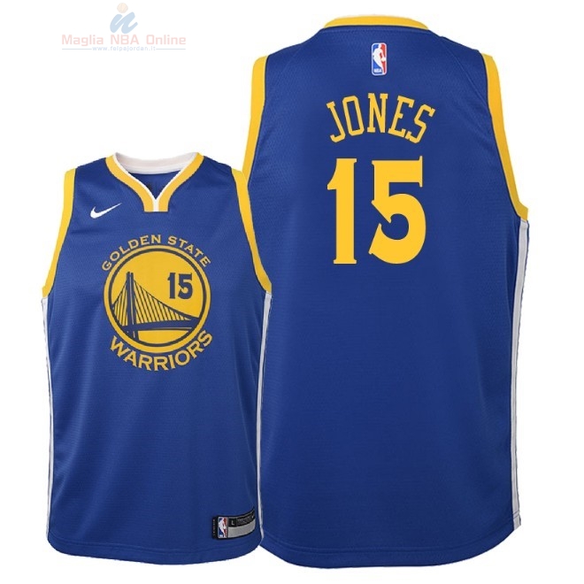 Acquista Maglia NBA Bambino Golden State Warriors #15 Damian Jones Blu Icon 2018