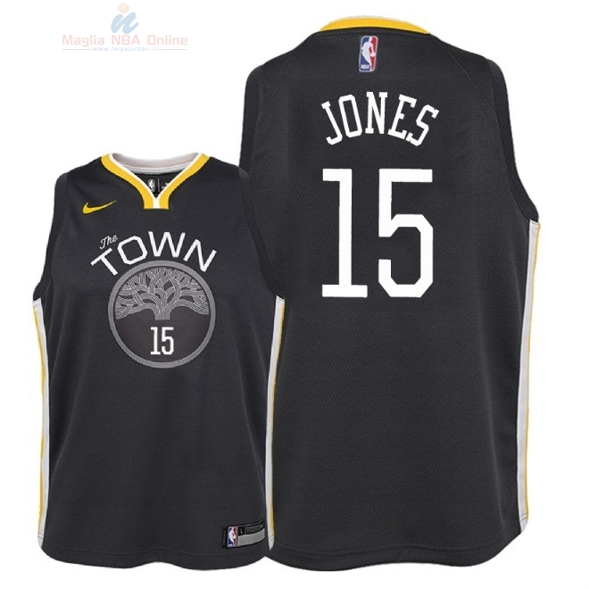 Acquista Maglia NBA Bambino Golden State Warriors #15 Damian Jones Nero Statement 2018