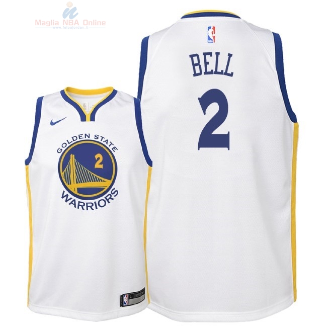 Acquista Maglia NBA Bambino Golden State Warriors #2 Jordan Bell Bianco Association 2018